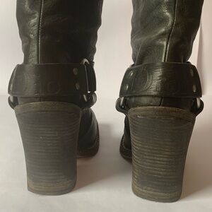 Dior Black Leather Harness Heeled Boots